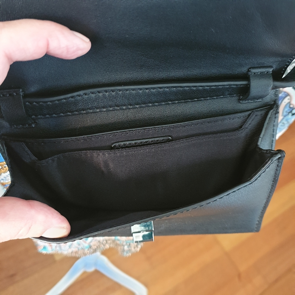 Witchery black leather belt or crossbody small bag - Picture 3 of 5
